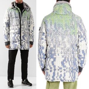 Stone Island Shadow Project Printed Puffer Down Parka Jacket Size Small NWT